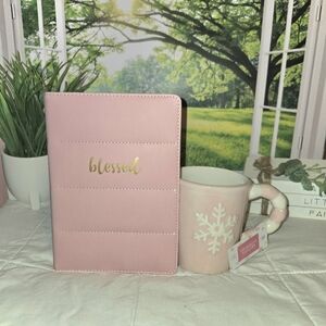 Pink Blessed Journal and Snowflake Mug Set